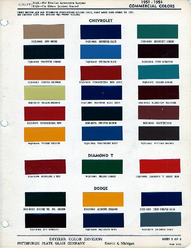 1951_1954DitzlerPPGE 1951-1954 Ditzler (PPG) Exterior Colors (enhanced image)