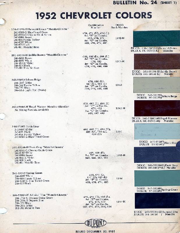 1952DupontB24S1E 1952 DuPont Exterior Colors, sheet 1 of 5 (enhanced image)