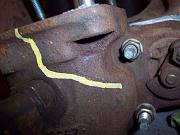 The crack shown in the previous photo runs right to the top of the heater box,